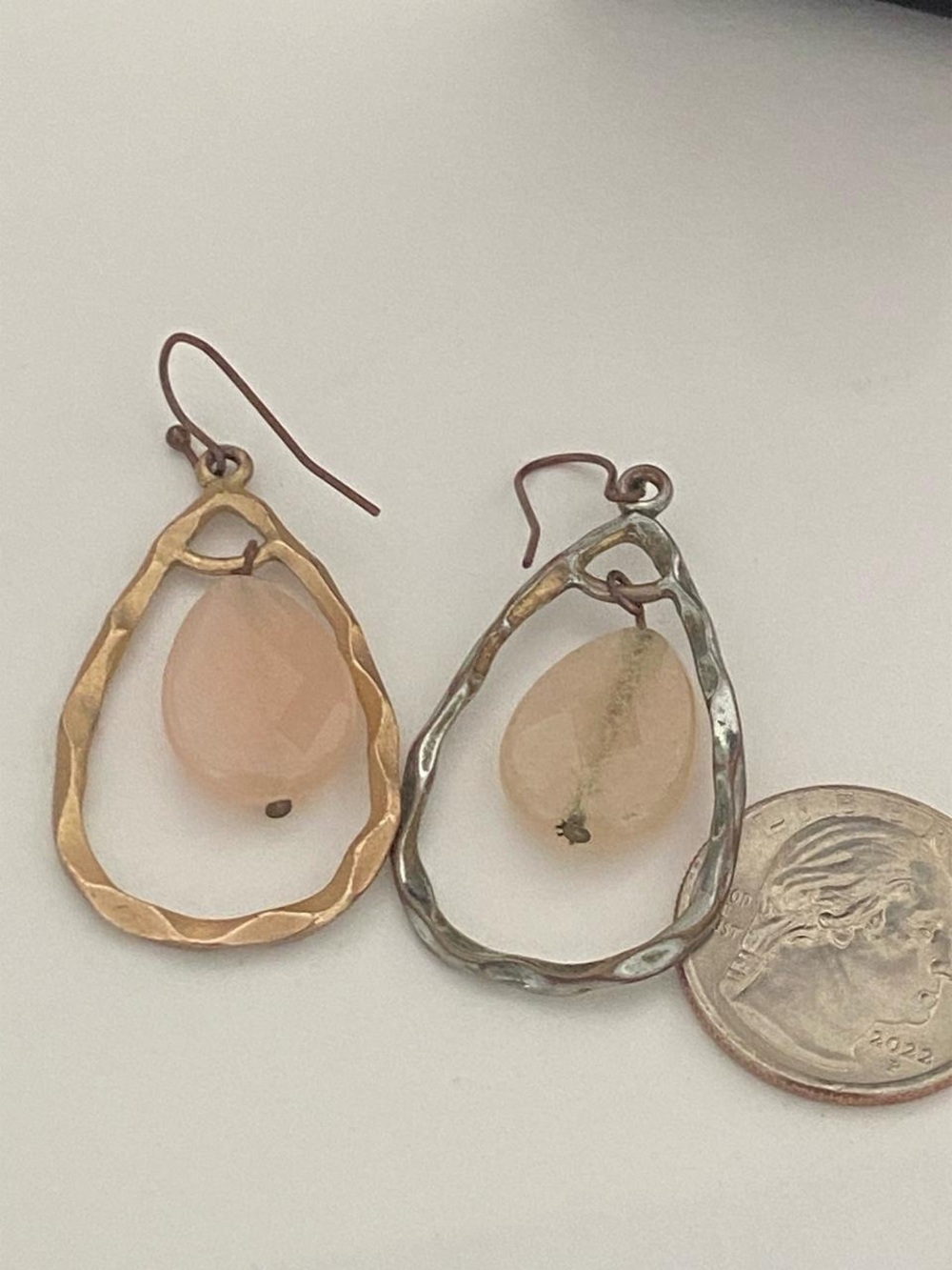 Handcrafted Peach Glass Drop Teardrop Earrings